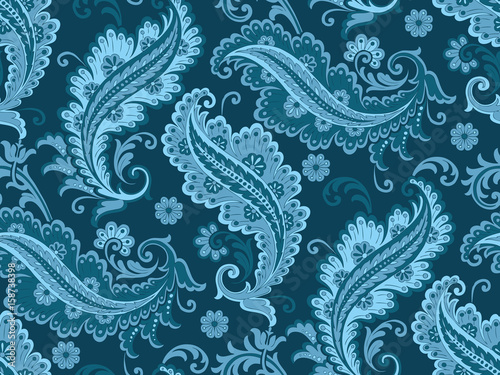 Hand drawn seamlessly repeating paisley wallpaper pattern. 