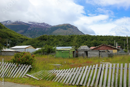 Houses in Villa O'Higgins, Carretera Austral, Patagonia, Chile photo