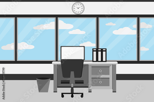 interior office room design with computer and accessory design.vector and illustration