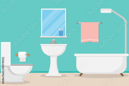 interior modern bathroom design.vector and illustration