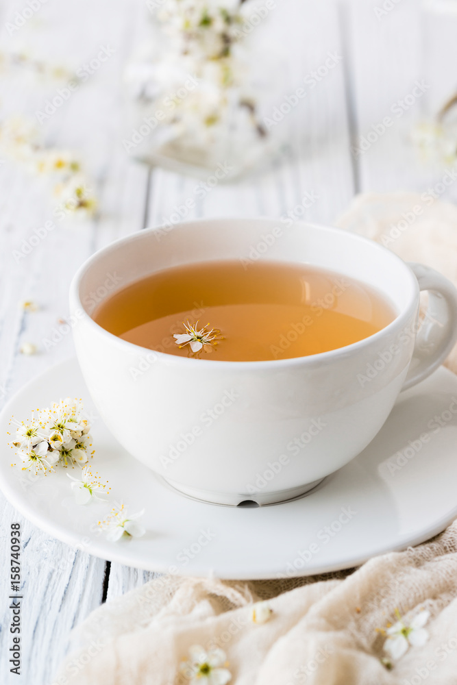 Fresh herbal tea with blooming brunch Fresh herbal tea with blooming brunch