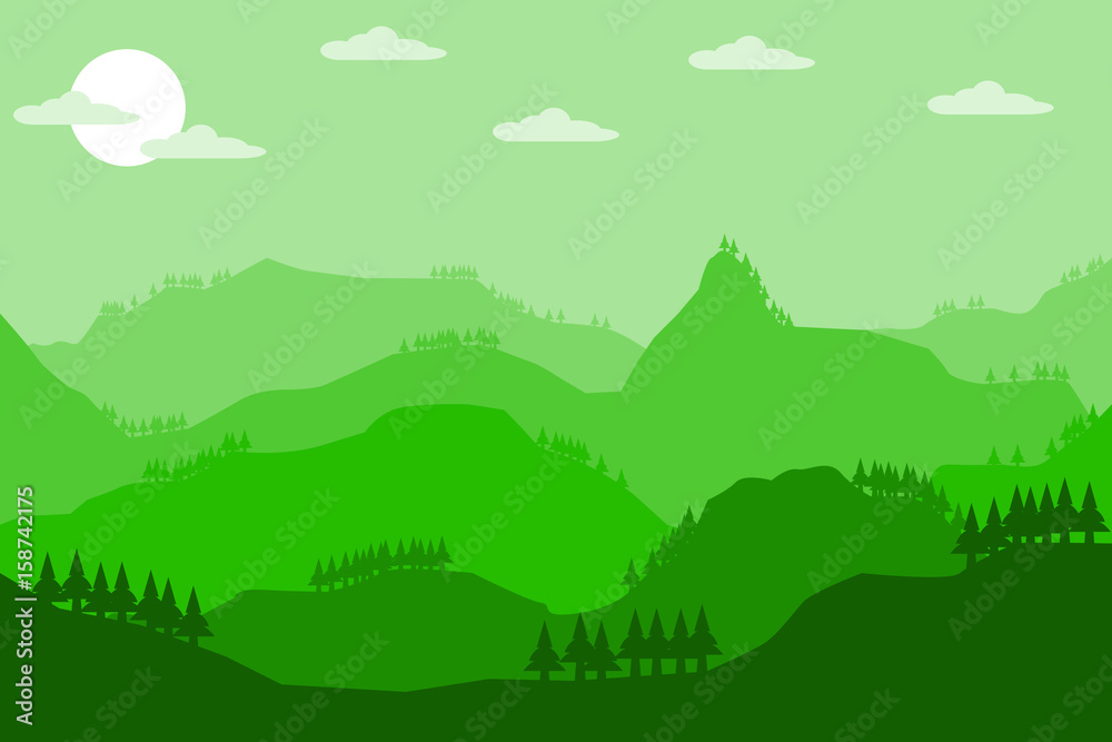 mountain hill landscape sky background.vector and illustration