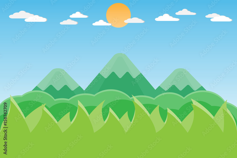 mountain hill landscape on the  sky background.vector and illustration