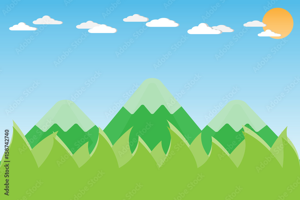 mountain hill landscape on the  sky background.vector and illustration