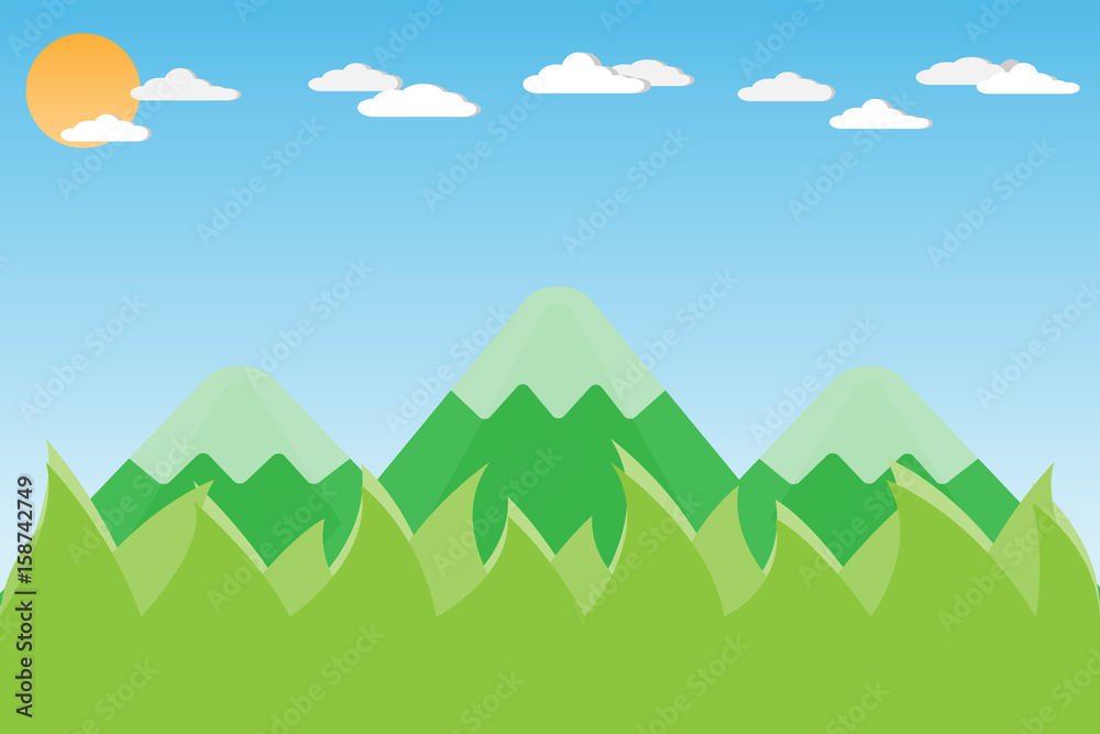 mountain hill landscape on the  sky background.vector and illustration