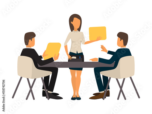 Business man at business lunch. Waitress vector