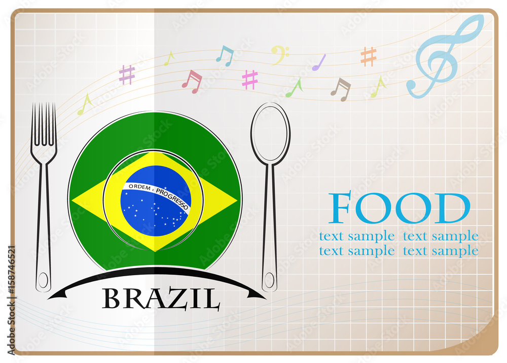 Food logo made from the flag of brazil