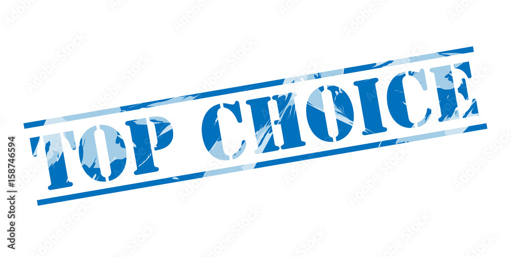 top choice blue stamp on white background