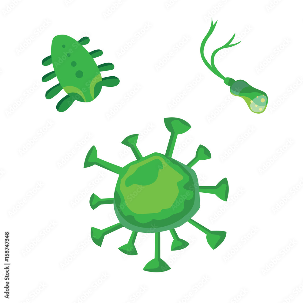 vector set bacteria and virus flat illustration