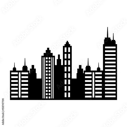 city buildings icon over white background vector illustration