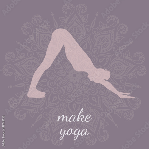 illustration of a beautiful woman silhouette in yoga position