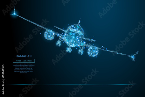 Stampa su tela Polygonal airliner low poly