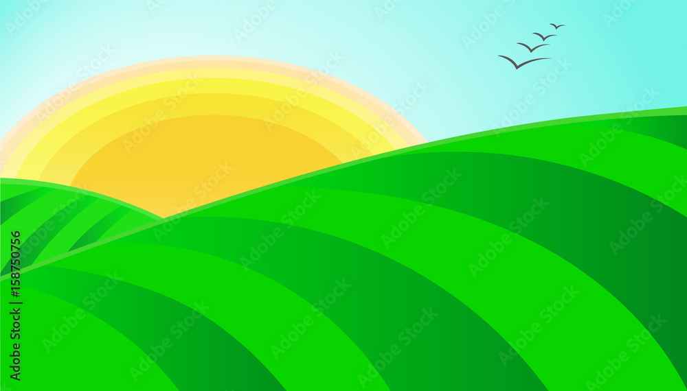 Obraz premium simple landscape background. flat design. field