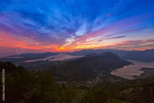 Kotor Bay on sunset - Montenegro