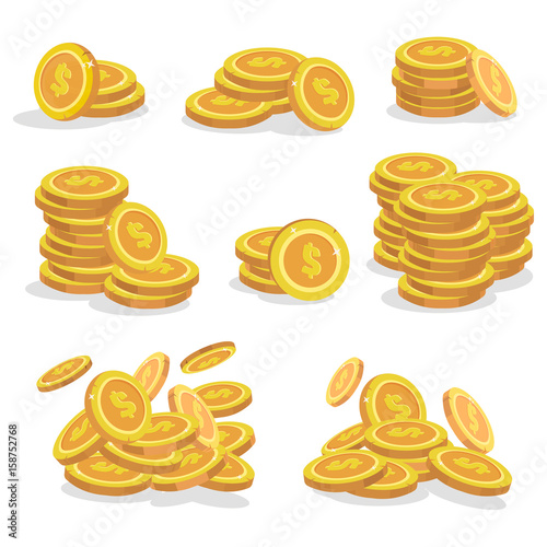 Icons coins for the game interface. Set of cartoon coin for apps.Vector illustration.
