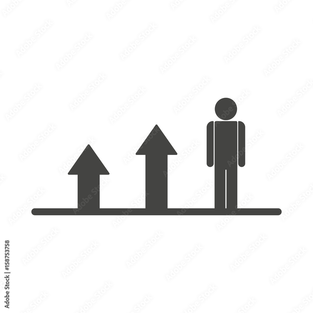 Growing business man graph. Vector flat icon. Growing business man graph. Vector flat icon.