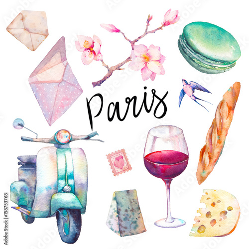 Sticker Watercolor Paris set