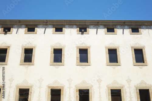 Detail of facade of Charity House (Casa de la Caridad), located in Raval near Barcelona University, MACBA and CCCB in Barcelona, Spain
