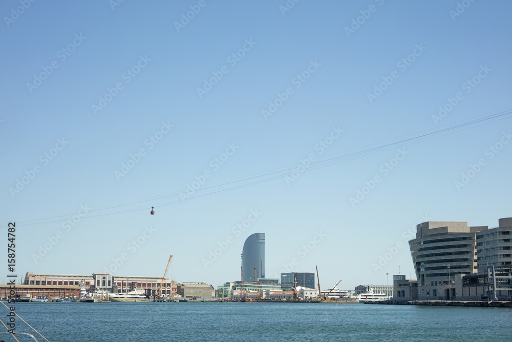 View of Barcelona Port with W Hotel Vela in background