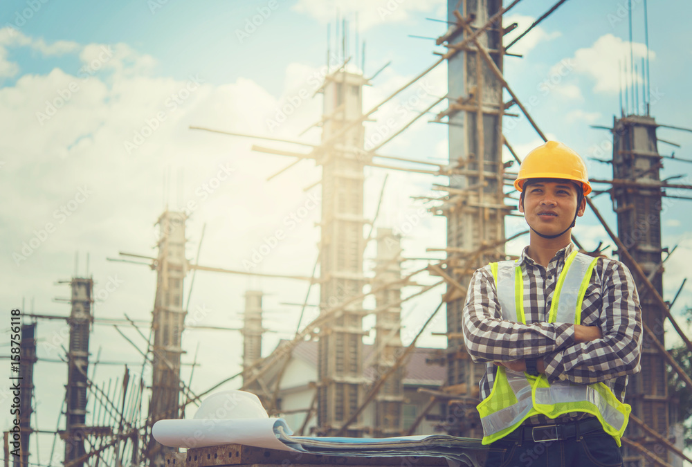 engineer working on building site engineer working on building site