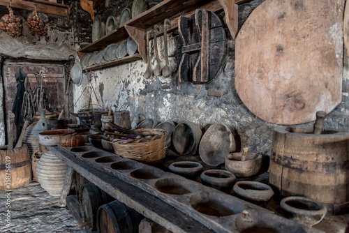 The old kitchen in the monastery of Grand Meteoron in Northern Greece
