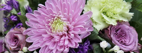 Bouquet with purple and white flowers