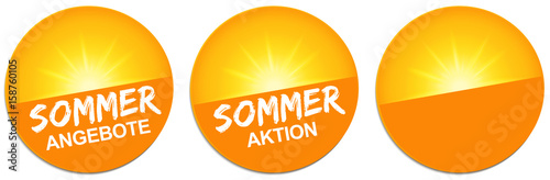 Button Set mit strahlender Sonne - Sommer Angebote / Sommer Aktion 