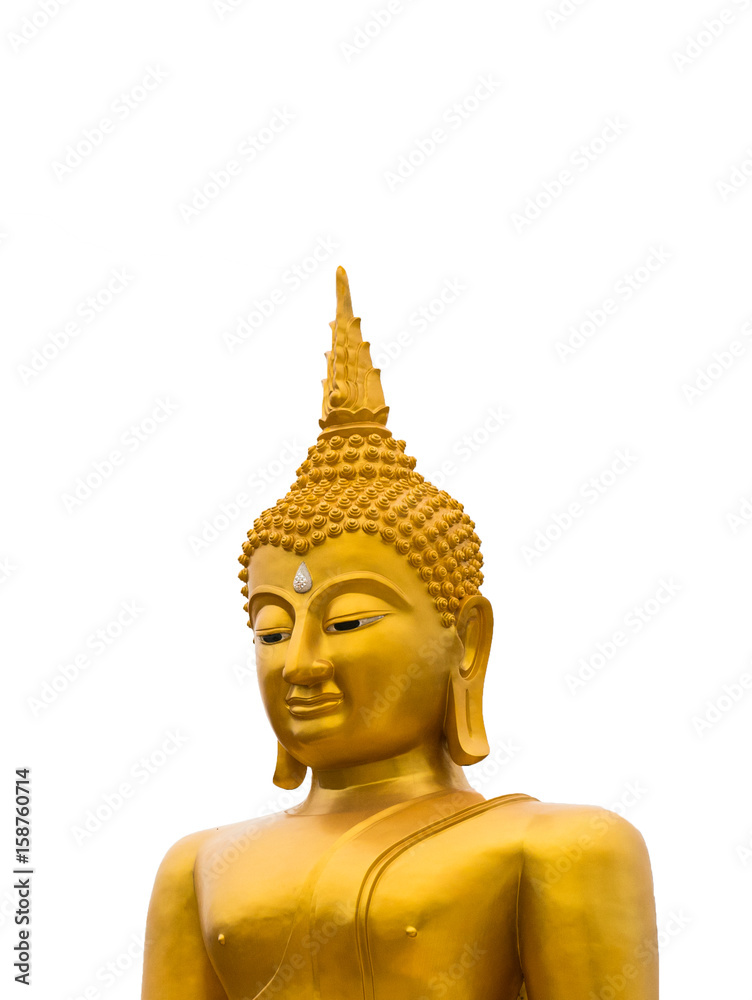 Golden buddha statue on white background,include clipping path.