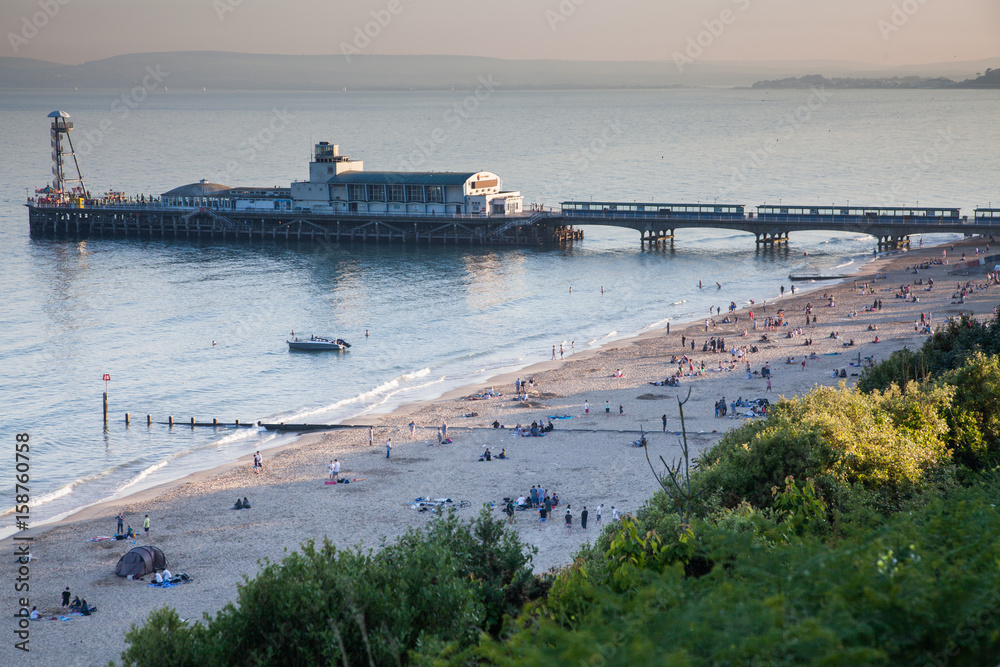 BOURNEMOUTH, UK - 1st JUNE, 2017: Bournemouth beach pier and coast, Dorset, England