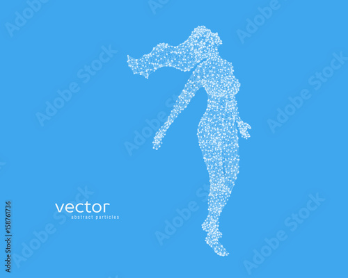 Vector illustration of flying beautiful woman.