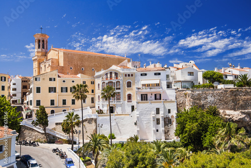 Beautiful view of Mahon town, Menorca island, Spain photo