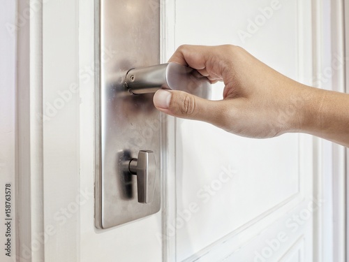 Hand man and modern door handle