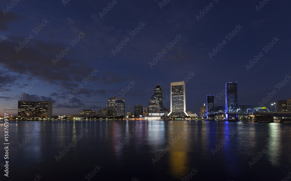 Jacksonville skyline at twilight