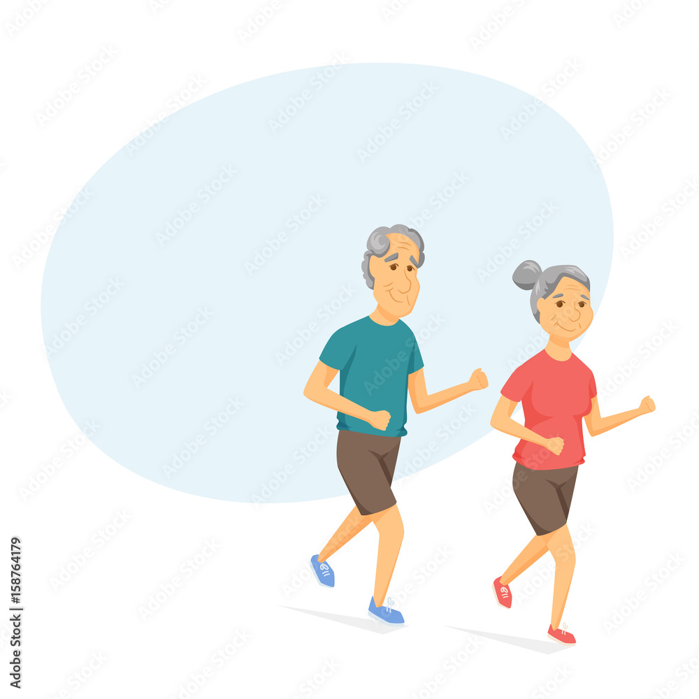 Seniors running and smiling