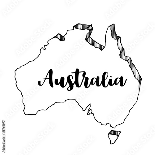 Hand drawn  of  Australia map, vector  illustration