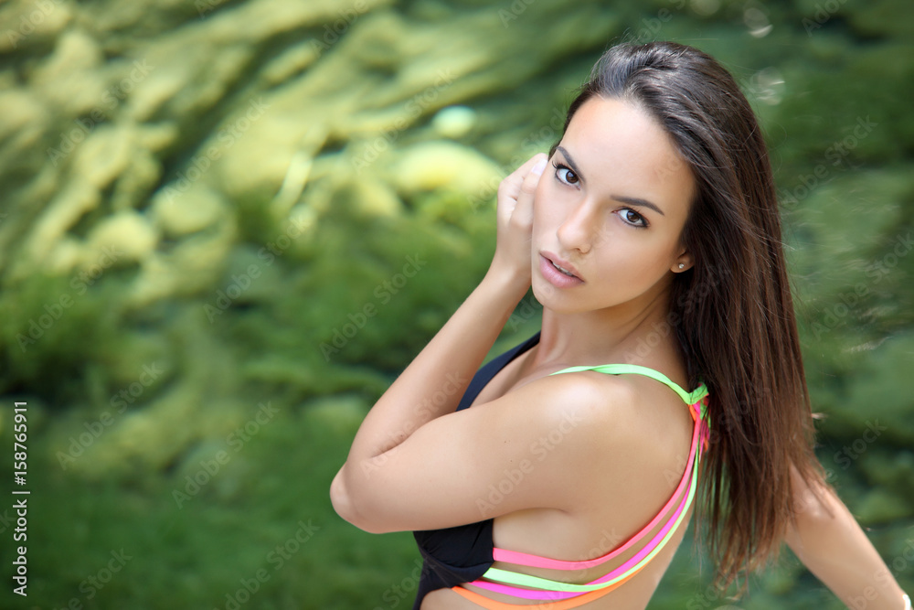 Outdoor portrait of fashion brunette model Outdoor portrait of fashion brunette model