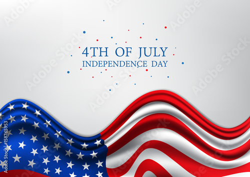 4th of July, United Stated independence day, American national day on USA flag, vector illustration