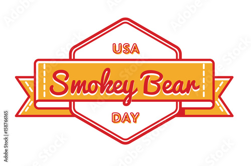 USA Smokey Bear day emblem isolated vector illustration on white background. 9 august american holiday event label, greeting card decoration graphic element