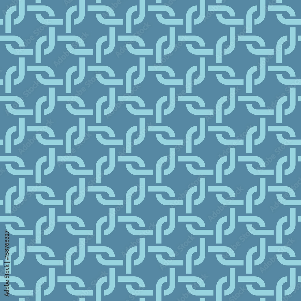 Blue Rounded weave squares seamless pattern.