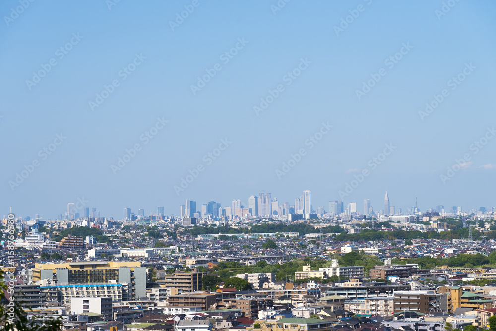 飯室山展望台から見える新宿方面の風景（神奈川県川崎市）