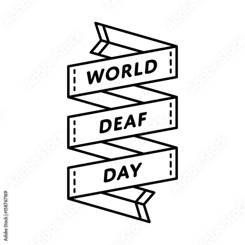 World Deaf day emblem isolated vector illustration on white background. 24 september world healthcare holiday event label, greeting card decoration graphic element