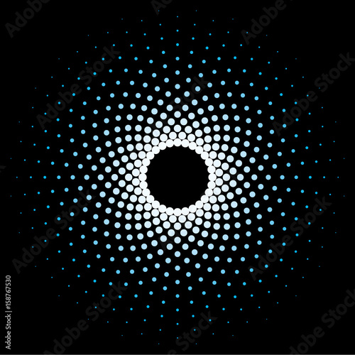 Halftone circle frame vector design element.