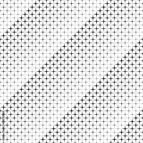 Abstract seamless black and white pattern of rhombuses, halftone, background