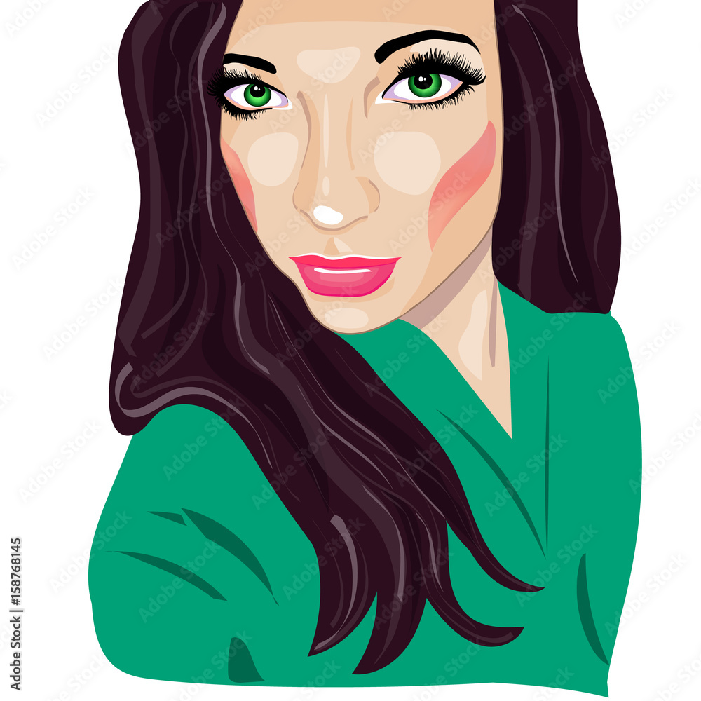 Portrait girl, pop art, vector illustration. Portrait girl, pop art, vector illustration.