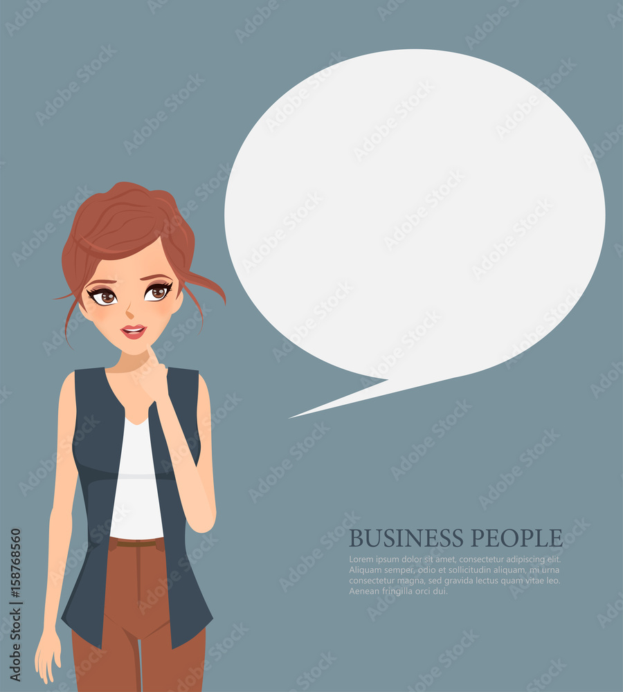 Business woman thinking character. Illustration vector of cartoon people  design. Stock Vector | Adobe Stock