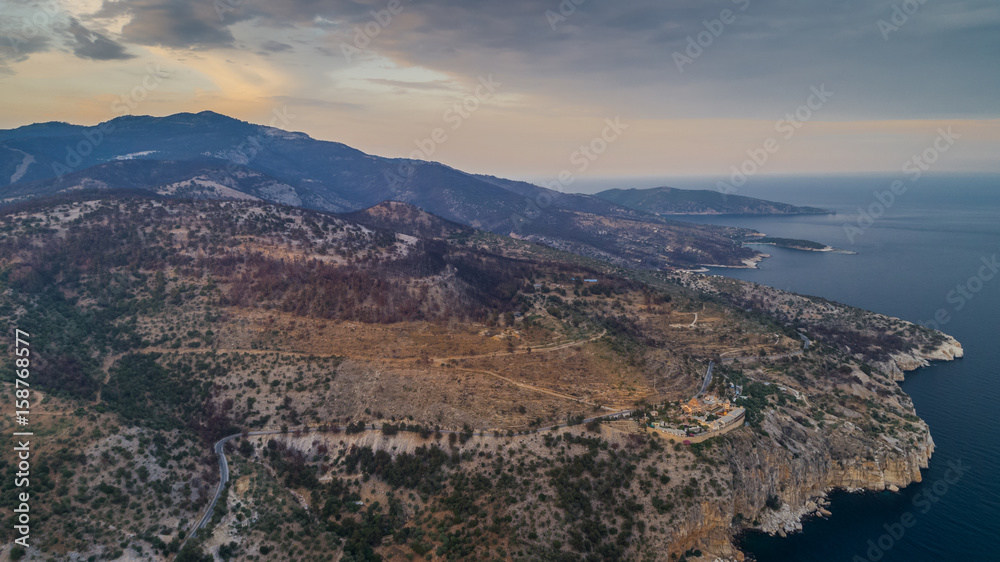 aerial view of the Thassos island, Greece