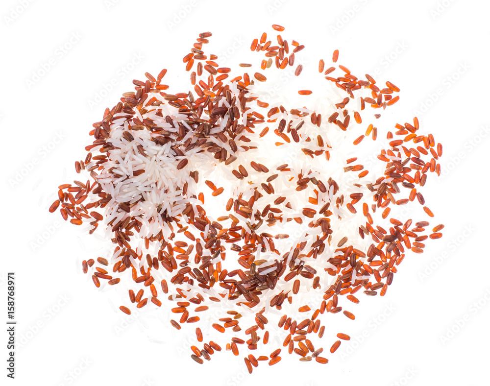 Naklejka premium Groats of red and white rice