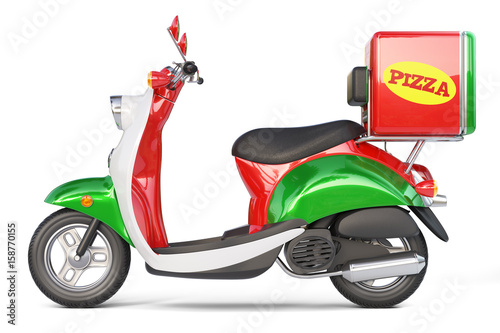 Delivery pizza scooter in iatalian style Stock Illustration