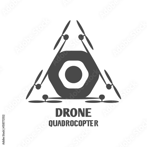 Drone quadcopter vector template technology helicopter aircraft copter remote camera aerial fly wireless control equipment.