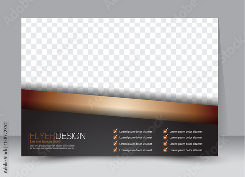 Flyer, brochure, billboard template design landscape orientation for education, presentation, website. Black and golden color. Editable vector illustration.